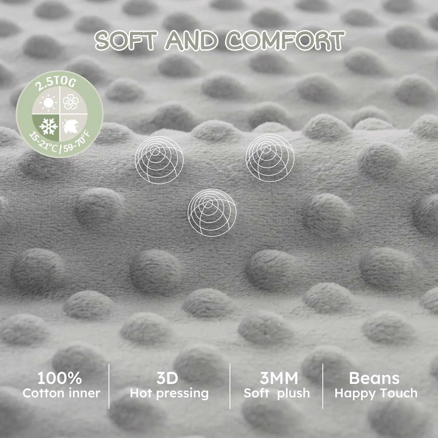 Fleece Baby Sleep Sack 6-12 Months 2.5 Tog with Plush Dots, Winter Baby Wearable Blanket for Infant Toddler Sleeping Sack 2-Way Zipper Warm Sleepsack, Grey