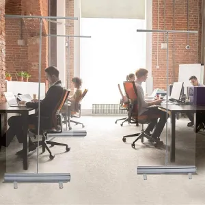 Floor Standing Sneeze Guard - Roll Up Protective Shield with Clear Film for Offices, Salons, Clinics, Stores, and Restaurants - Ideal for Health and Safety Compliance