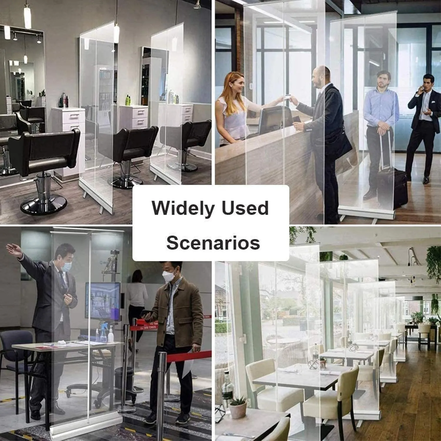 Floor Standing Sneeze Guard - Roll Up Protective Shield with Clear Film for Offices, Salons, Clinics, Stores, and Restaurants - Ideal for Health and Safety Compliance