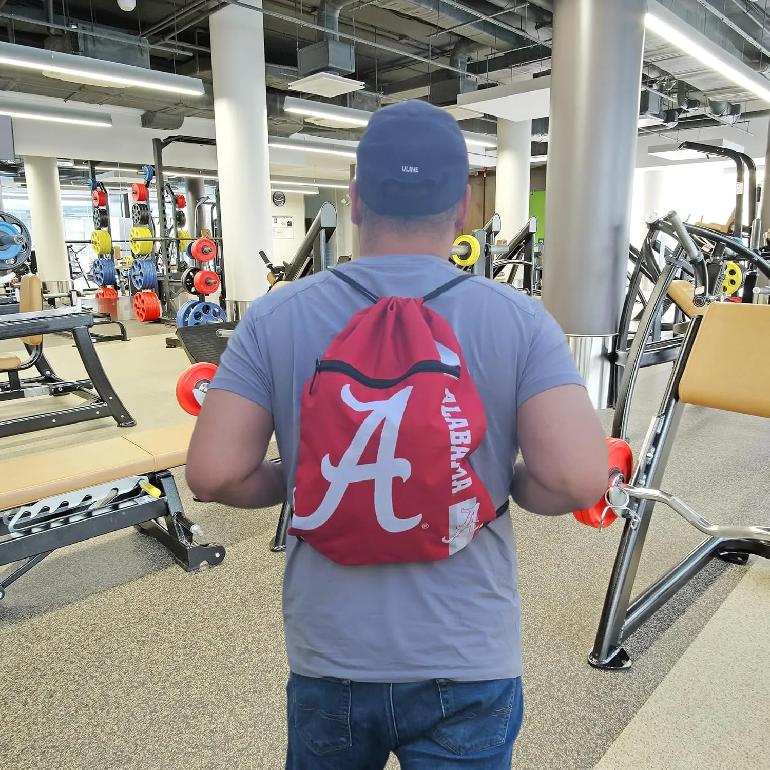 FOCO Alabama Big Logo Drawstring Backpack with Zippered Pocket – Limited Edition Crimson Tide Bag – NCAA College Gear – Show Your Team Spirit with Officially Licensed University of Alabama
