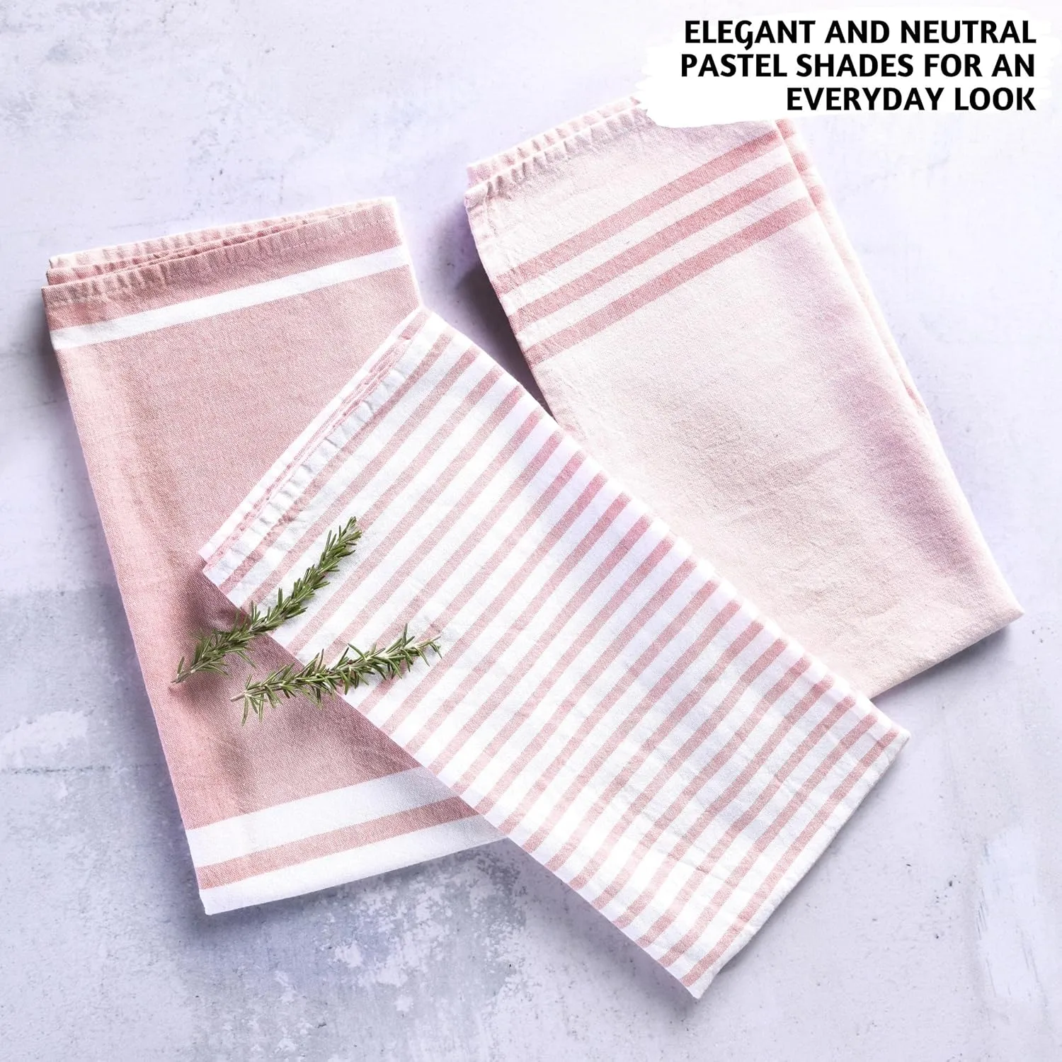 Folkulture Pink Kitchen Towels with Hanging Loop, Dish Towels for Kitchen Décor, Kitchen Hand Towels or Tea Towels for Kitchen, Farmhouse or Boho Kitchen Towels, 20" x 28", Set of 3