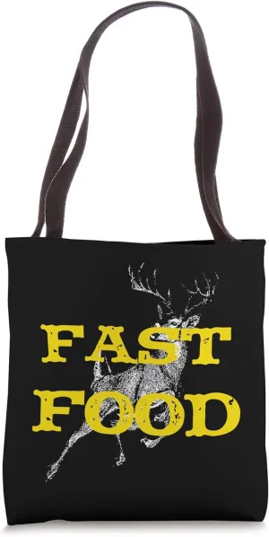 Funny Compound Bow Hunting Gear Fast Food Retro Deer and Arc Tote Bag