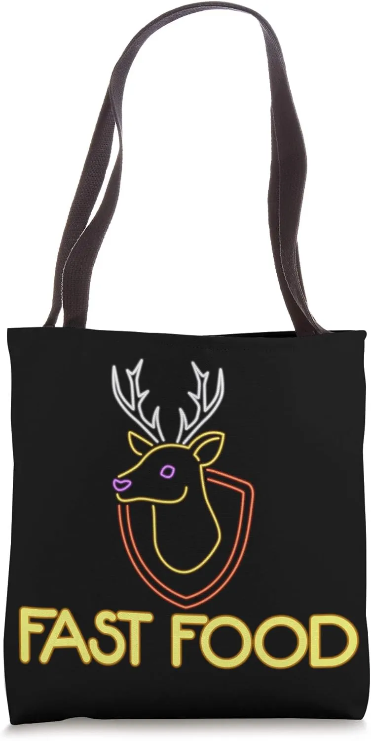 Funny Compound Bow Hunting Gear Fast Food Retro Deer Archer Tote Bag