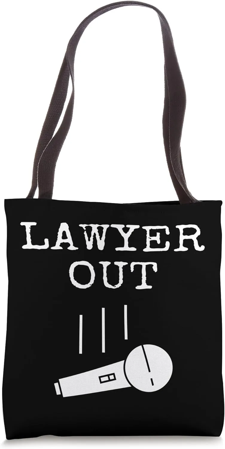 Funny Retired Lawyer Out Mic Drop Retiring Retirement Quote Tote Bag