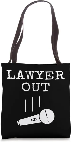 Funny Retired Lawyer Out Mic Drop Retiring Retirement Quote Tote Bag