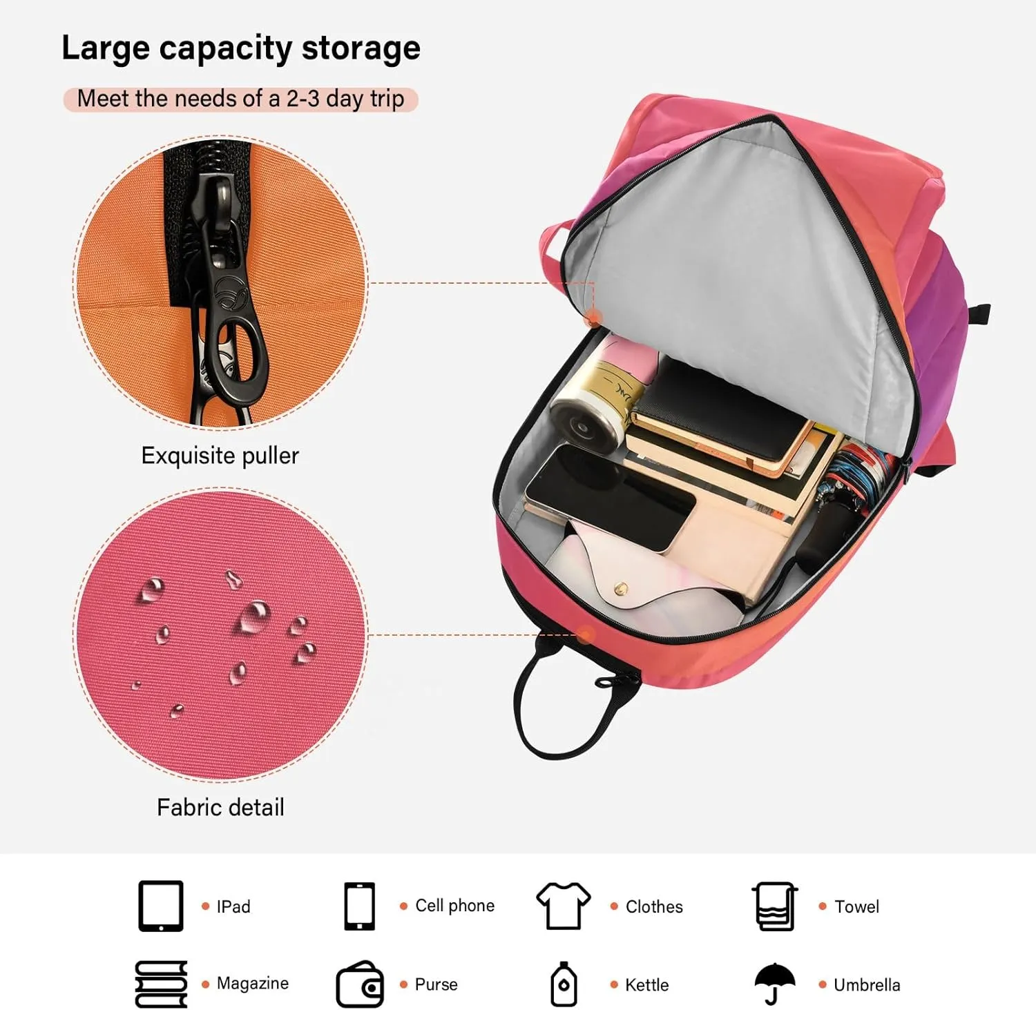 GAIGEO Yellow Amethyst Gradient Ombre Racket Bag, Multilayer Design Tennis Ball Bag, Sports and Daily Use