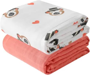 gb Madagascar Cotton Blend 4-Layer Baby Swaddle Blanket Wrap Set – 110x110cm, Pack of 2, Newborn Swaddle, Baby Sleeping Sack, Muslin Baby Blanket, Red and White
