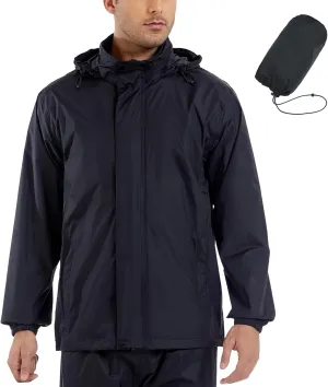 GIISAM Men’s Rain Jacket with Hood Lightweight Rain Coats Waterproof Raincoat Packable Windbreaker for Hiking Cycling