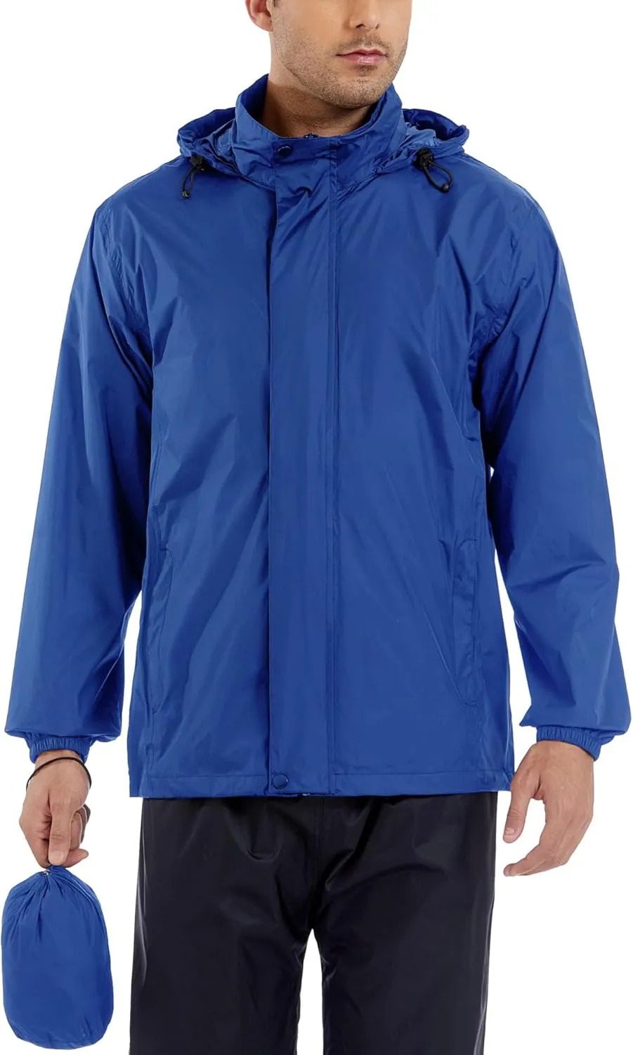 GIISAM Men’s Rain Jacket with Hood Lightweight Rain Coats Waterproof Raincoat Packable Windbreaker for Hiking Cycling