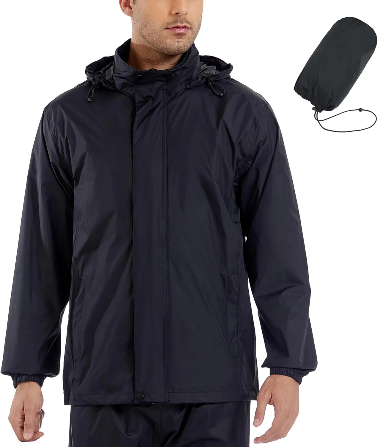 GIISAM Men’s Rain Jacket with Hood Lightweight Rain Coats Waterproof Raincoat Packable Windbreaker for Hiking Cycling