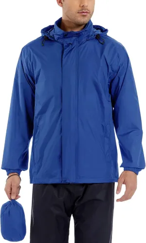 GIISAM Men’s Rain Jacket with Hood Lightweight Rain Coats Waterproof Raincoat Packable Windbreaker for Hiking Cycling
