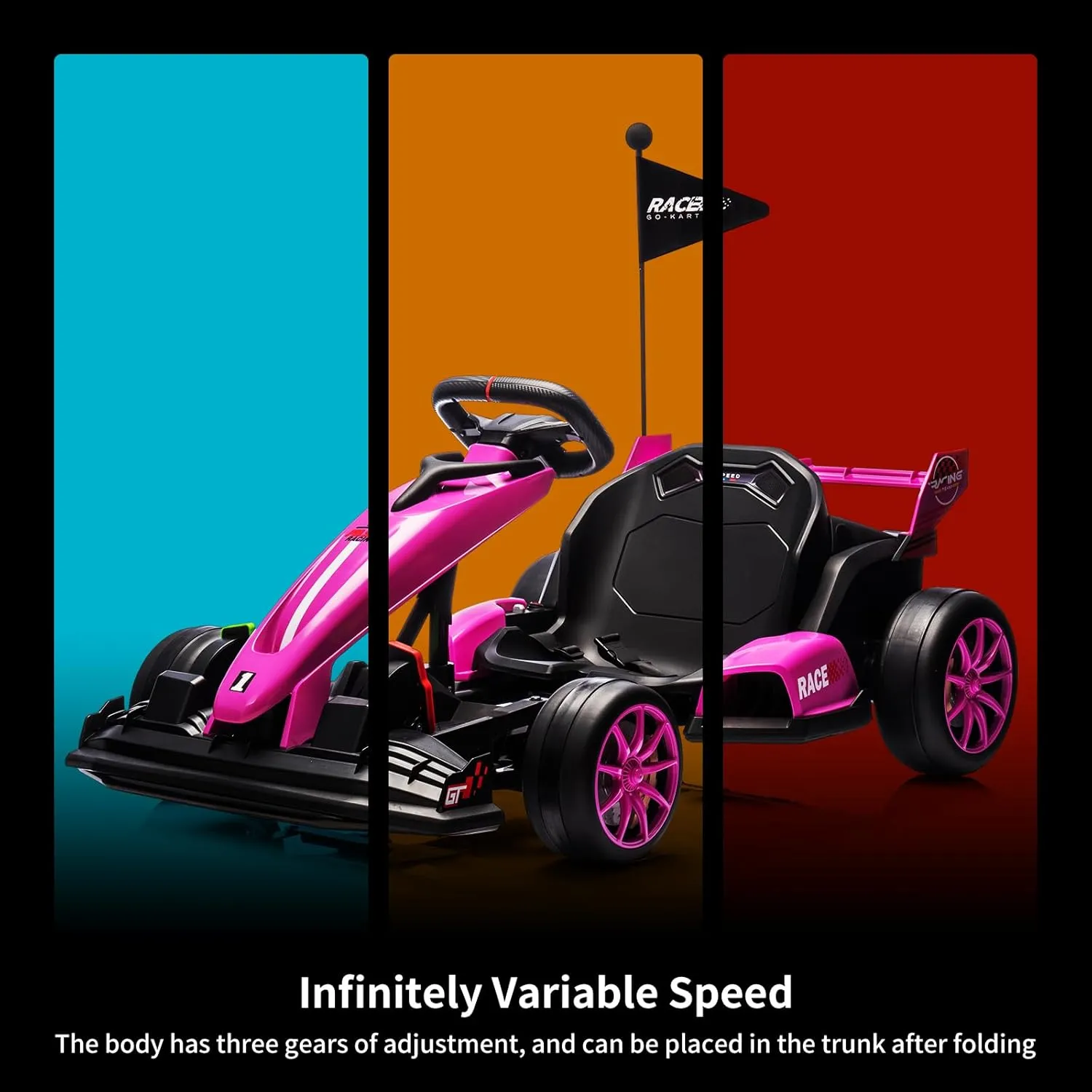 Go Kart Electric Drift Kart Car with Adjustable Seat, 24V Outdoor Ride On Toy with Variable Speed Mode, Crazy Cart for Kids 6  Years Old, High-Speed Racing and Immersive Gaming Combo for Big Kids