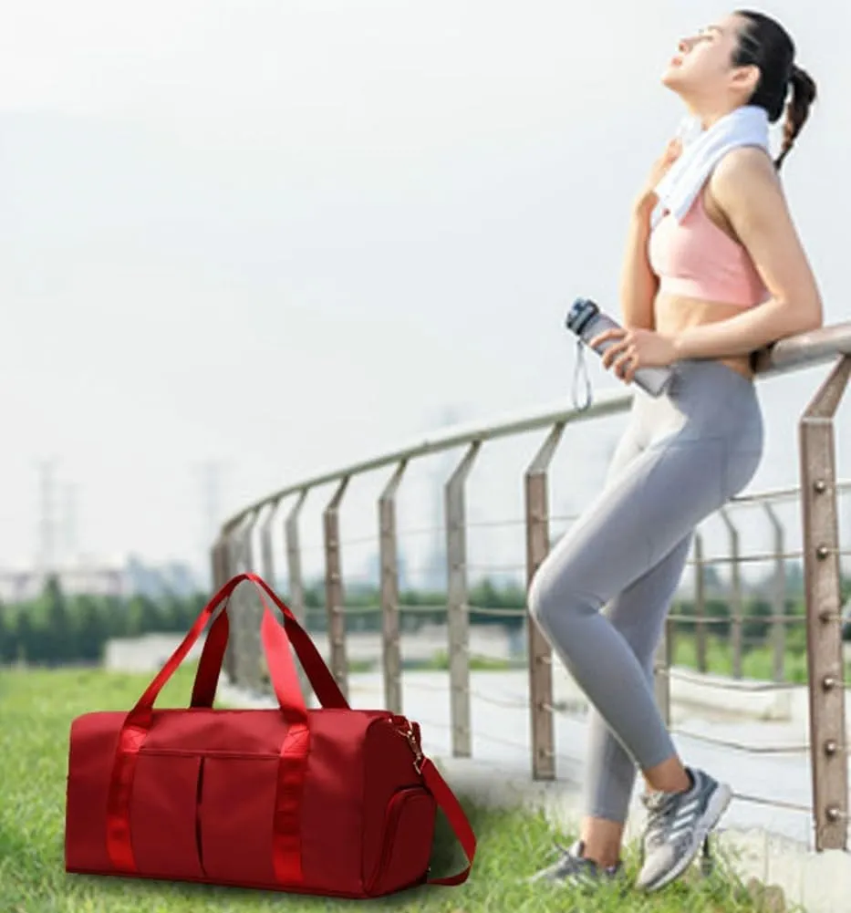 Gym Bag for Women with Wet Pocket & Shoes Compartment Waterproof Shoulder Weekender Bag Swim Sports Travel Gym Bag