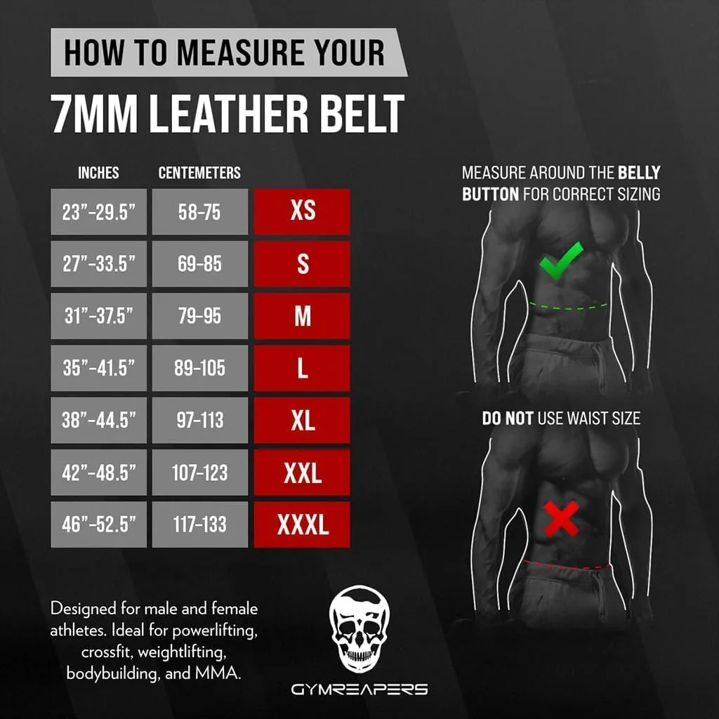 Gymreapers Leather Weightlifting Belt for Bodybuilding, Squatting, Lower Back Support & Back Pain - Real Leather, Adjustable Buckle Sizing - Men Women
