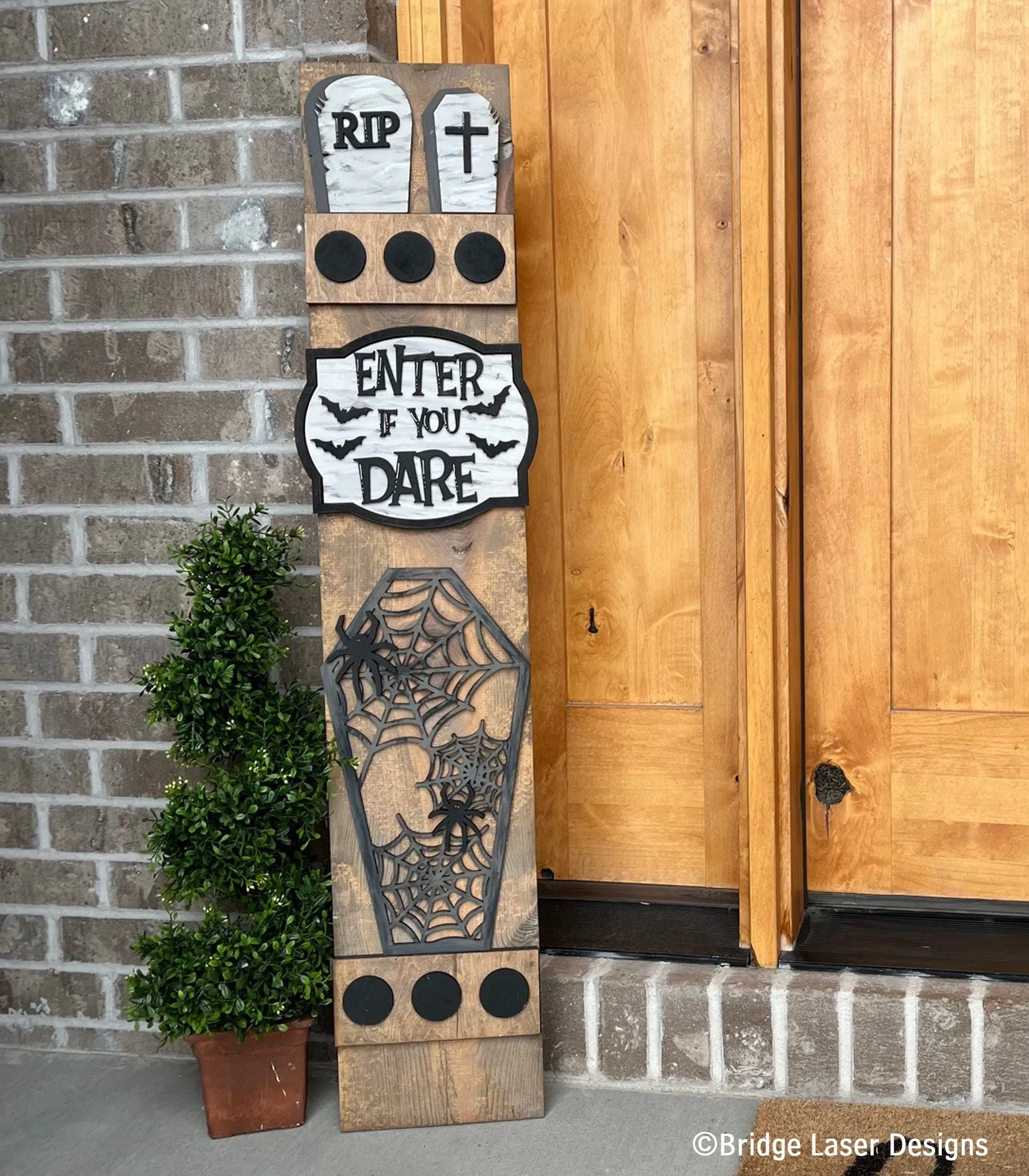 Halloween RIP Coffin Add On Kit for Porch Leaner Toppers DIY Kit - Wood Blanks for Painting and Crafting