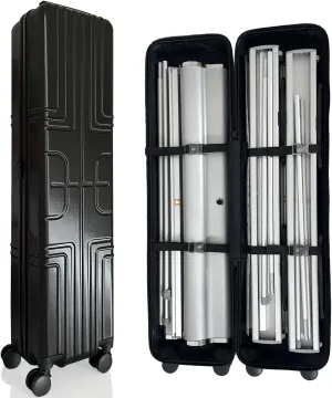 Hard Plastic Carrying Case with 4 Spinner silent wheels，for Roll Up Banner Stand or Backdrop Booth Frame Travel Bag (Internal Size:39" L x 10" W x8 H)