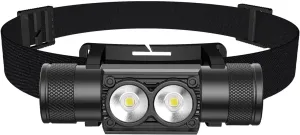 Headlamp Rechargeable, High Lumen Super Bright 180°Beam LED Head Lamp, Head Lights for Forehead, IPX6 Headlamps for Adults, 6 Modes, Fishing, Camping, Running, and Walking Dogs (H25A)
