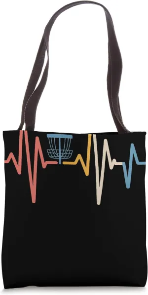 Heart Beat EKG Disc Golf Basket Frisbee Disc Golf Tote Bag