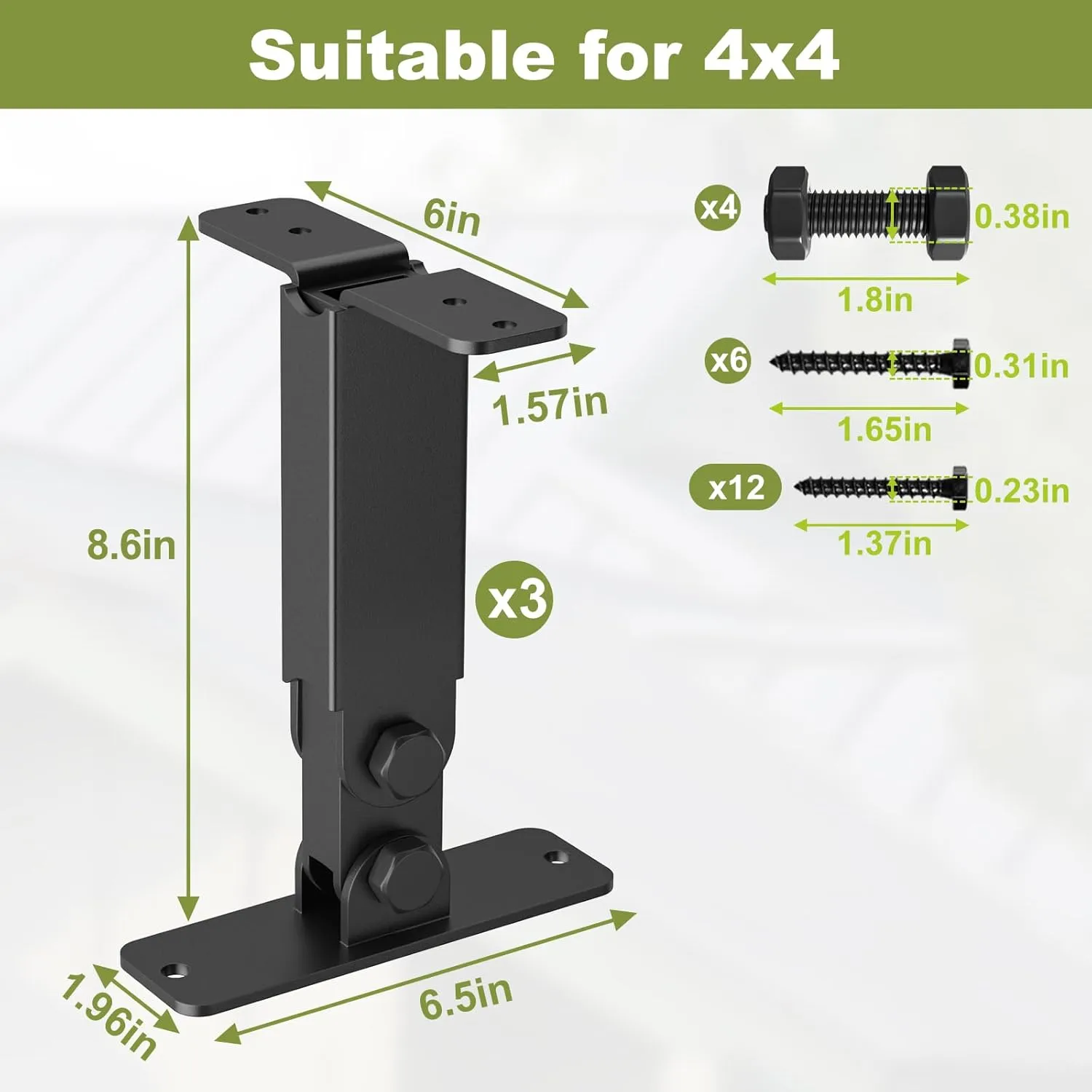 Heavy Duty Roof Riser Brackets Kit,Adjustable Angle Pergola Brackets,Black Metal Roof Riser Beam Bracket for Roof Pergola Gazebo Patio(3 Pack)