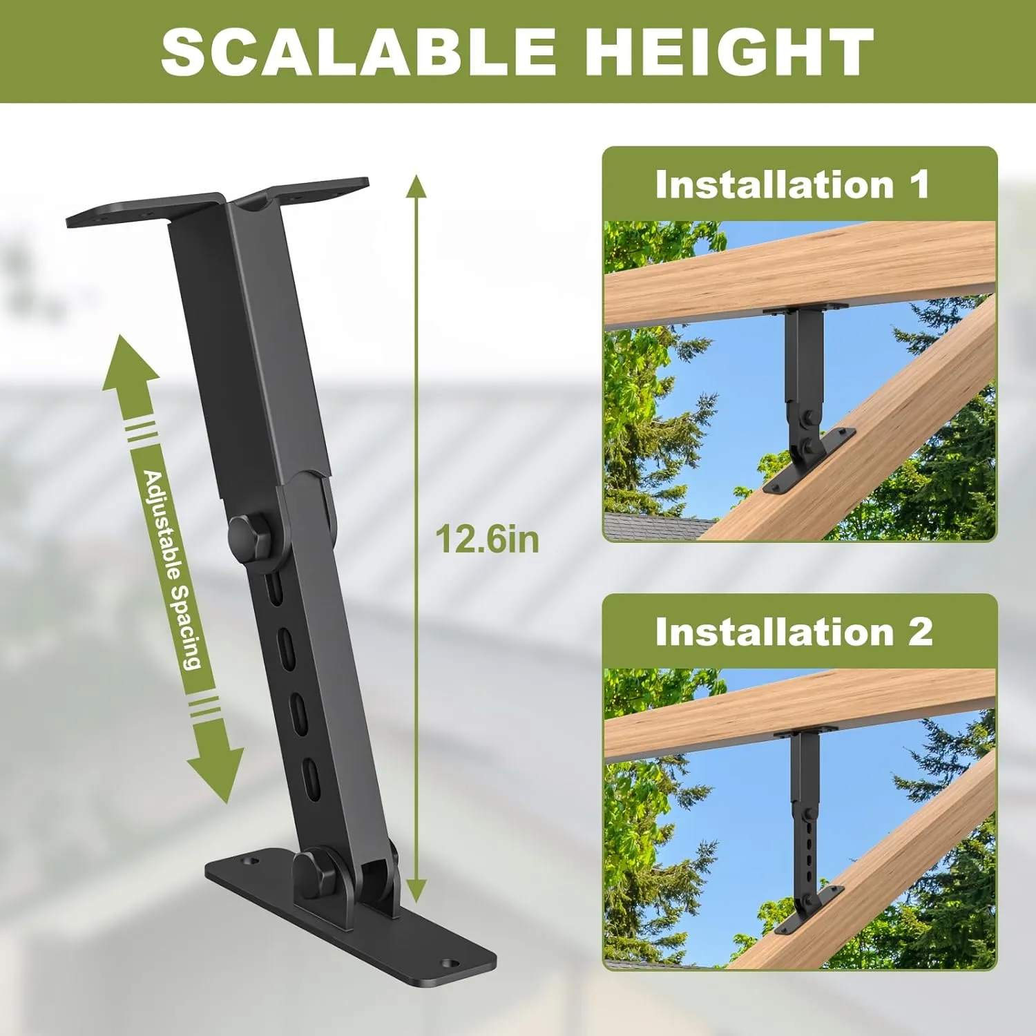 Heavy Duty Roof Riser Brackets Kit,Adjustable Angle Pergola Brackets,Black Metal Roof Riser Beam Bracket for Roof Pergola Gazebo Patio(3 Pack)