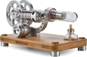 Hot Air Stirling Engine Motor Education Model Toy Electricity Power Generator LED Lights Kit Class Teaching Stirling Engine Kit for Adults Desktop Educational Toy Gift for Engineers M14-03DJ