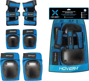 Hover-1 Nylon Protective Elbow Pads | Knee Pads & Wrist Guards, For Ages Above 8, Hard PP Shells Impact Resistance & EVA Foam Padding, Large, Blue