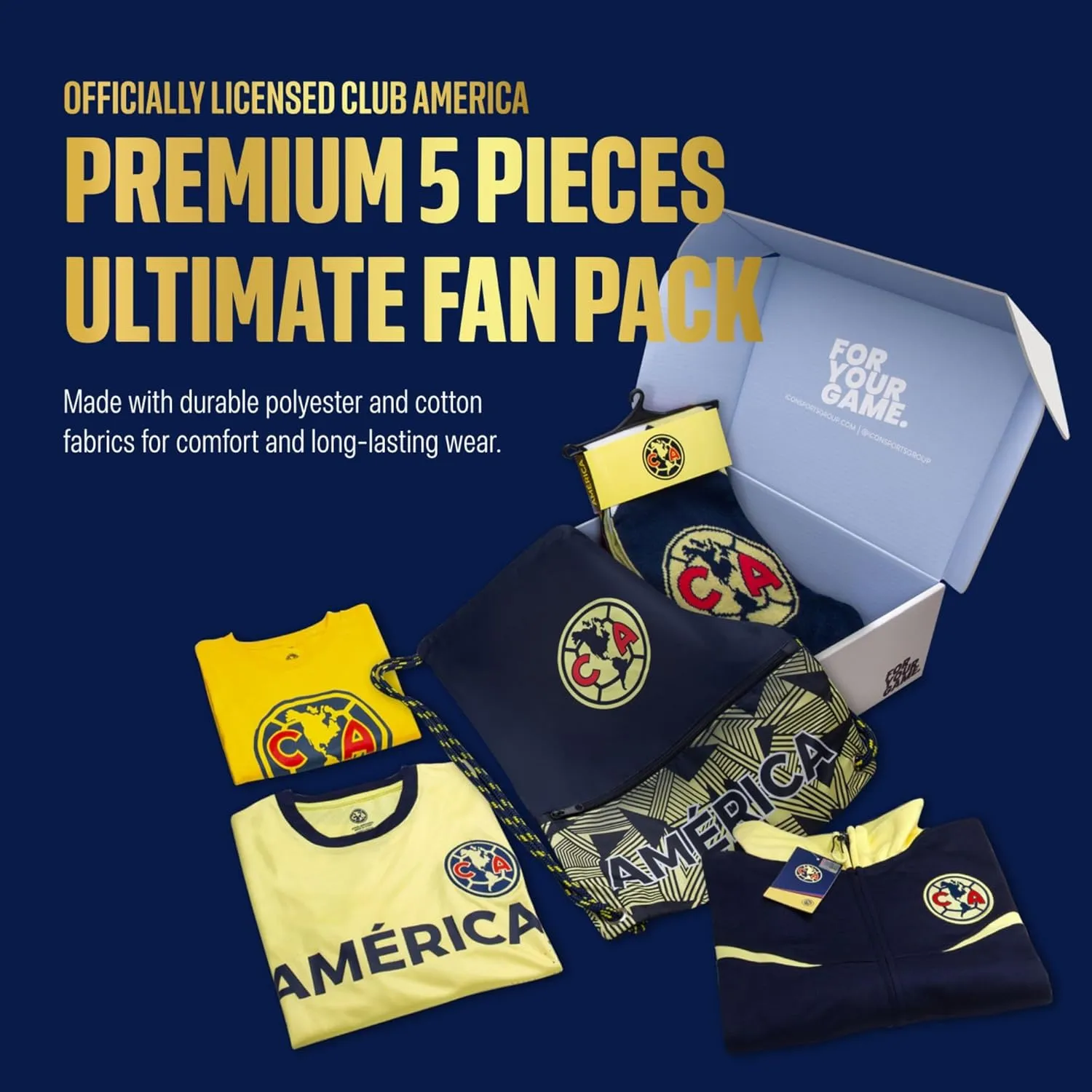 Icon Sports Pro League Ultimate Fan Pack – Officially Licensed 5-Piece Soccer Merch - Shirt, Jersey, Jacket, Scarf, Bag