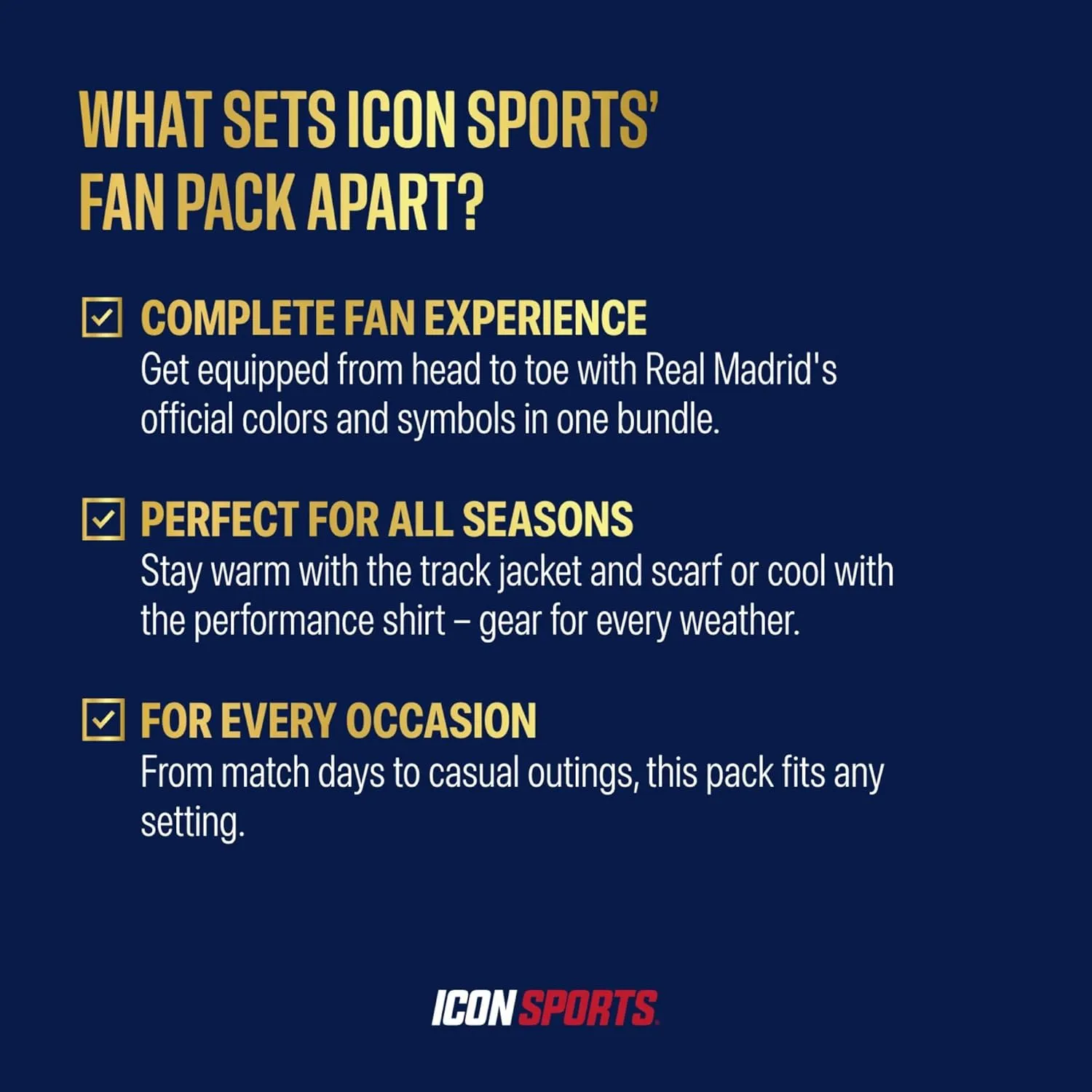 Icon Sports Ultimate Fan Pack: Officially Licensed CF Real Madrid Soccer Bag, Scarf, Jacket & Shirts 5 Piece Value Set