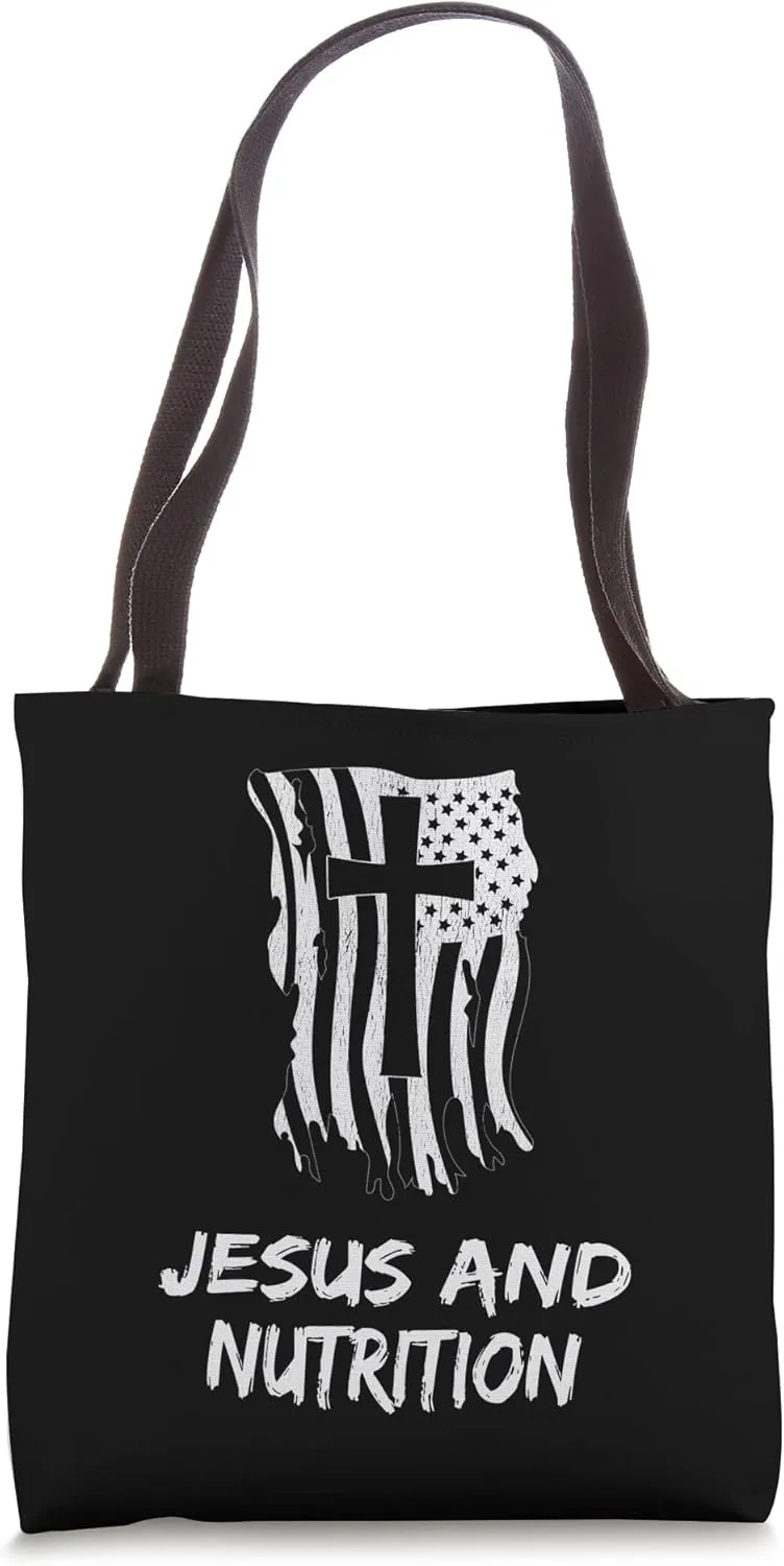 Jesus And Nutrition. Christian Nutrition Therapist Tote Bag