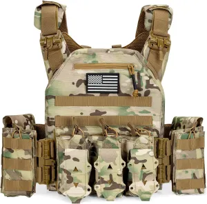 Jueachy Tactical Vest for Men Plate Carrier: Quick Release Lightweight Military Vest Adjustable Breathable Weighted Vest for Training