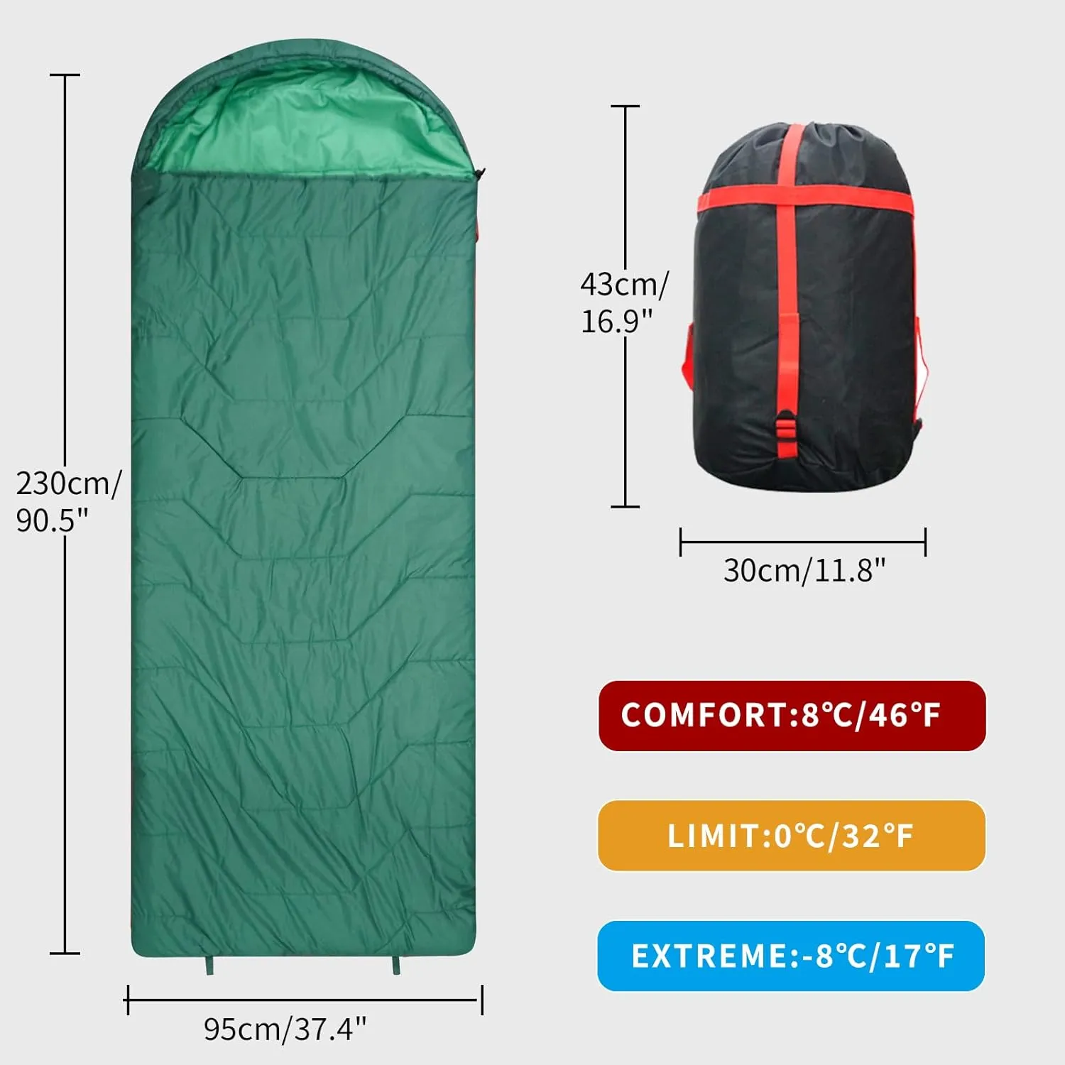 Jumbo Sleeping Bag for Adult&Kids,Cold&Warm Weather with Compression Sack and Water Resistant for Family Camping,Travel and Car Camping