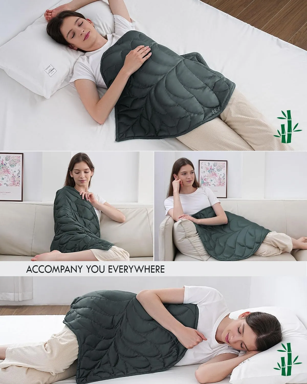 Kaisa Weighted Lap Blanket 5lbs 23'' x 29'', 100% Rayon Made from Bamboo, Weighted Blanket for Adults for Travel Relaxation, Machine Washable, Dark Gray