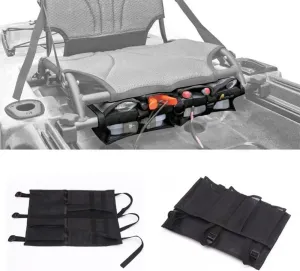 Kayak Canoe Storage Bag, Kayak Canoe Dinghy Gear Accessories, Adjustable Buckle Strap Organizer, Storage Bag Under Kayak Seat for Water Sports Black
