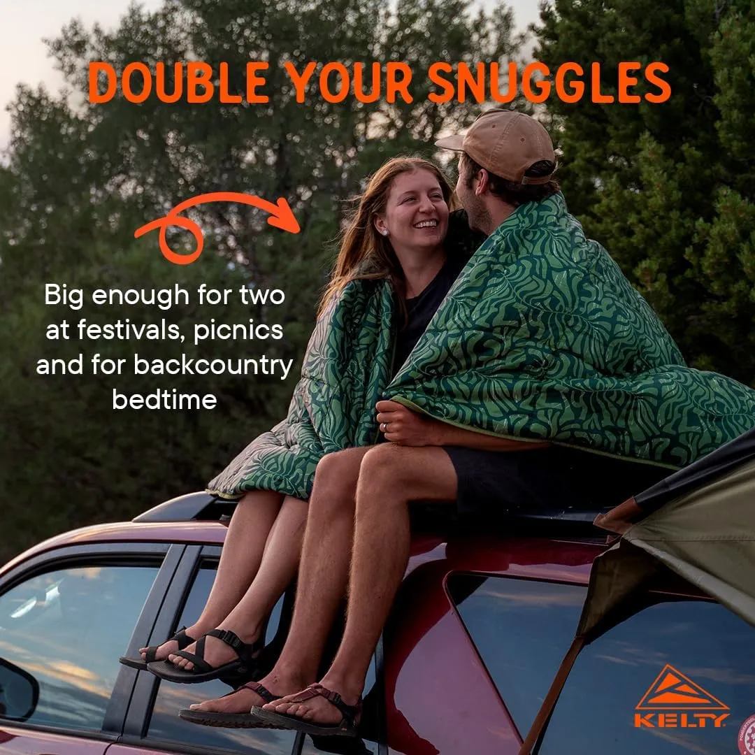 Kelty | Biggie Blanket Fern - Lightweight, Cozy Oversized 2P Blanket - Queen