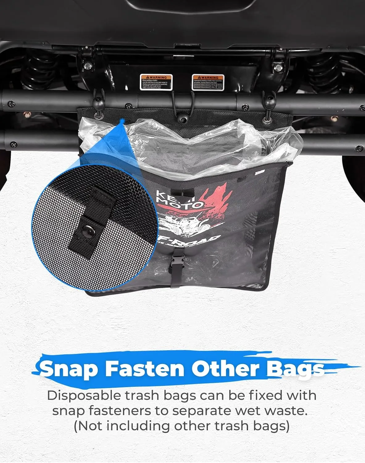 KEMIMOTO Large Trash Sack for UTV ATV, Dry-Wet Trash Bag PVC Mesh Trash Sack Universal Accessorie Compatible with Polaris RZR, Can-Am, CFMOTO, Teryx, Pioneer, Golf Cart, Off-Road-Work Print