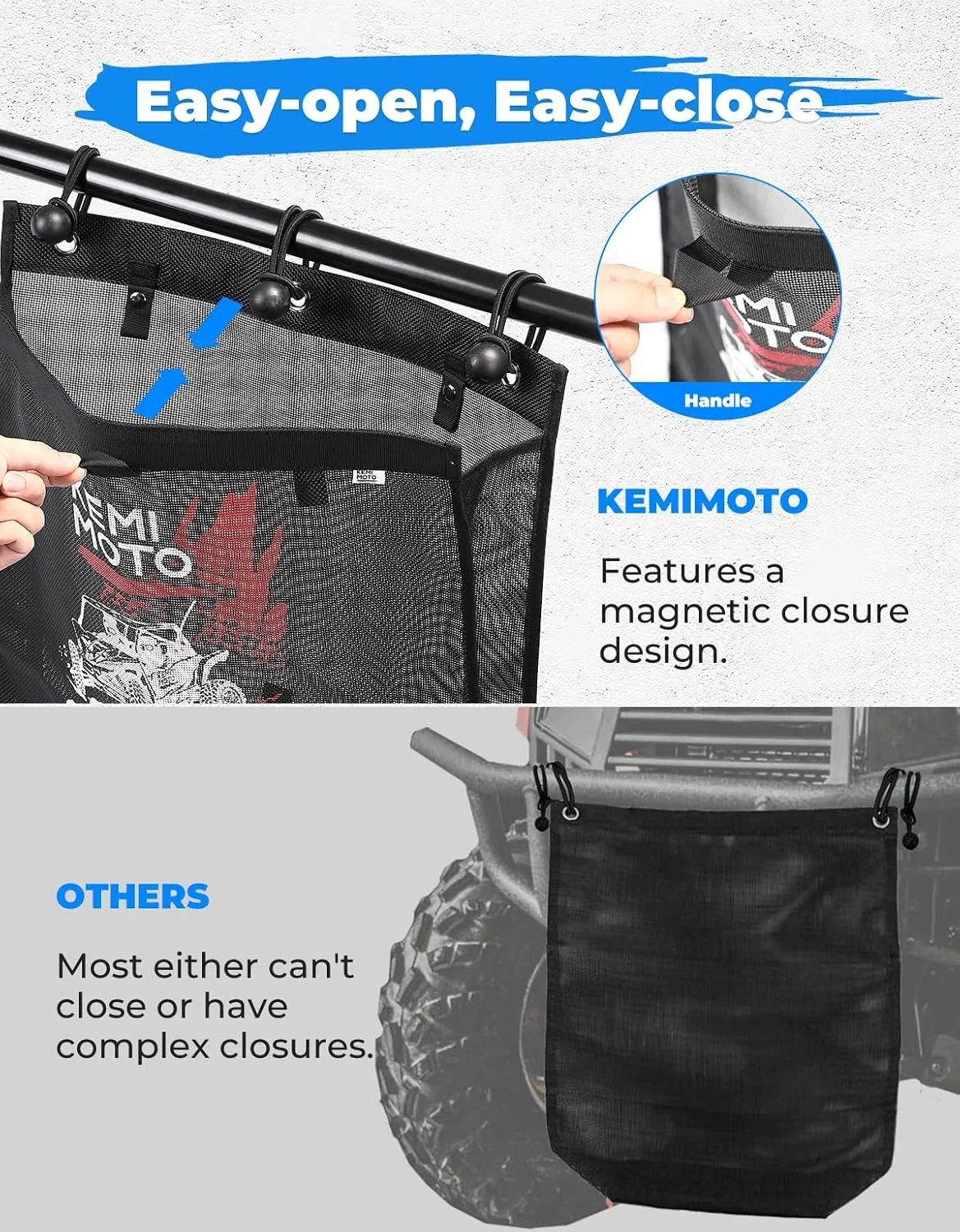 KEMIMOTO Large Trash Sack for UTV ATV, Dry-Wet Trash Bag PVC Mesh Trash Sack Universal Accessorie Compatible with Polaris RZR, Can-Am, CFMOTO, Teryx, Pioneer, Golf Cart, Off-Road-Work Print