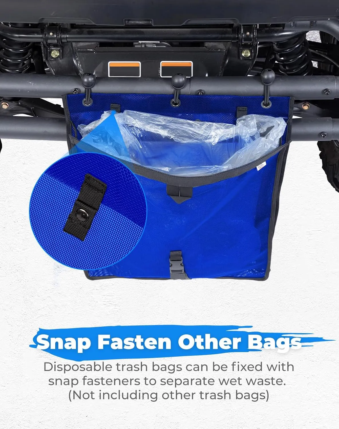 KEMIMOTO PVC Mesh Trash Bag for UTV ATV, Dry-Wet Large Trash Sack Bag Universal Accessorie Compatible with Polaris RZR, Can-Am, CFMOTO, Teryx, Pioneer, Golf Cart, Off-Road-Work (Blue)