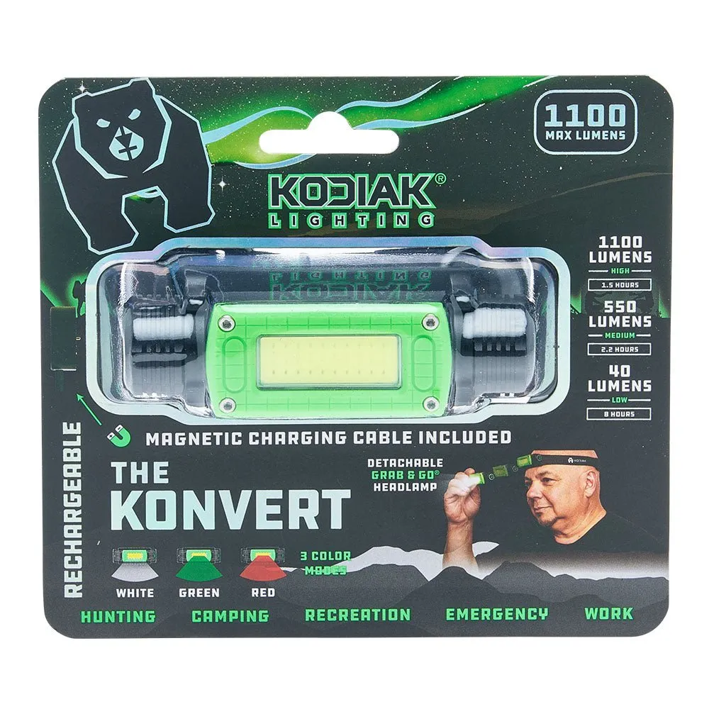 Kodiak® Konvert 1000 Lumen Rechargeable Headlamp with Magnetic Charging