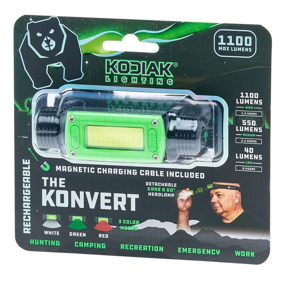 Kodiak® Konvert 1000 Lumen Rechargeable Headlamp with Magnetic Charging