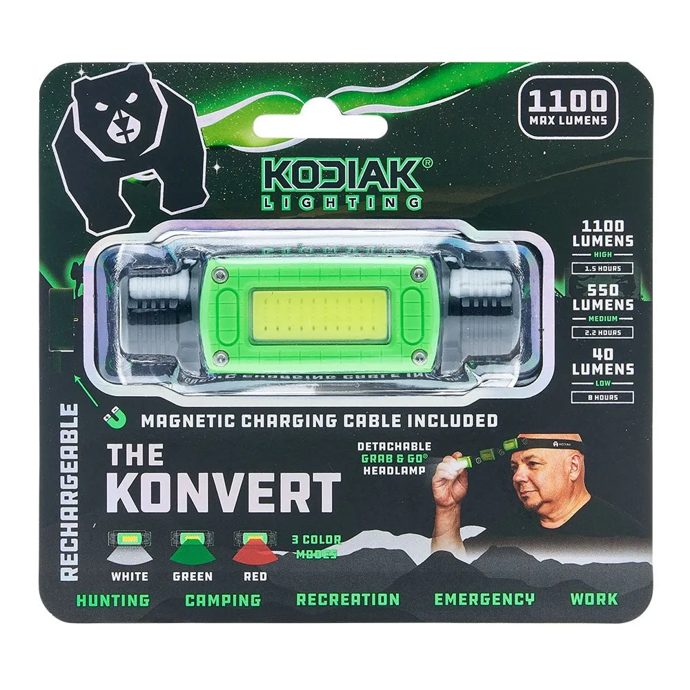 Kodiak® Konvert 1000 Lumen Rechargeable Headlamp with Magnetic Charging
