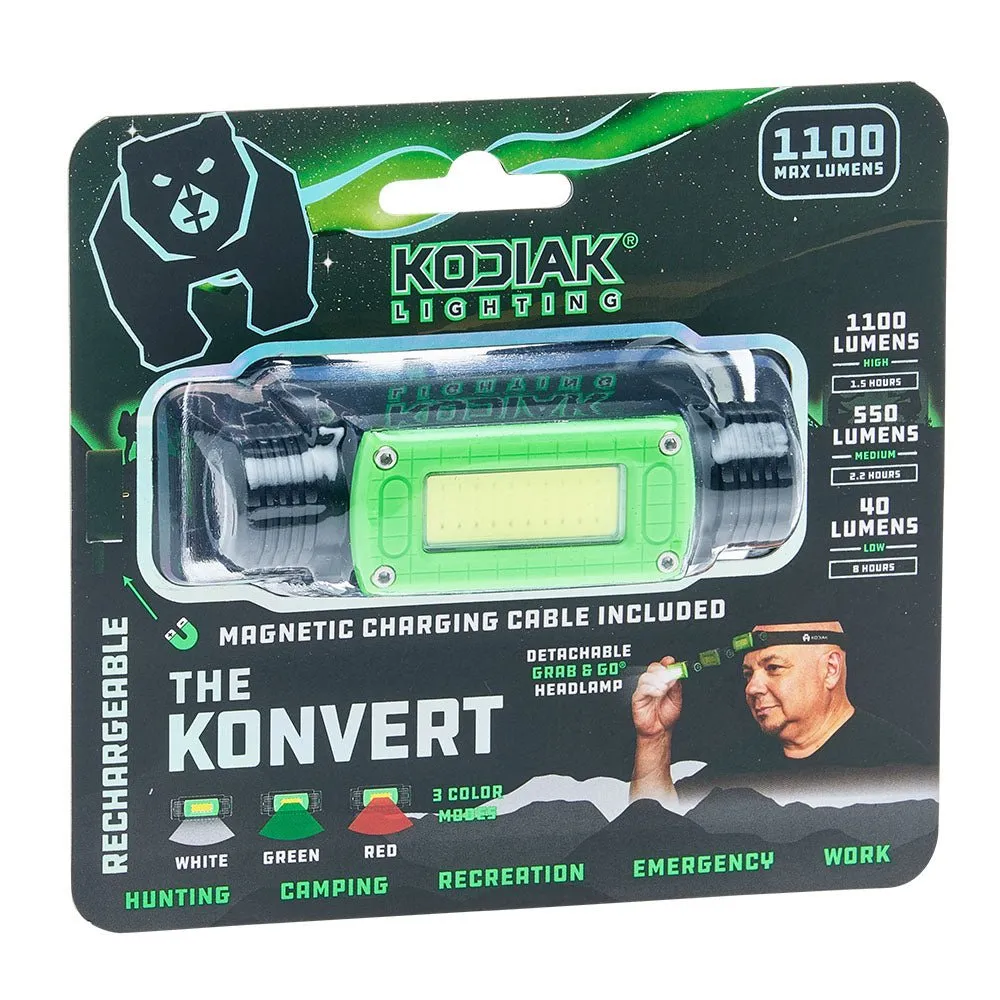 Kodiak® Konvert 1000 Lumen Rechargeable Headlamp with Magnetic Charging