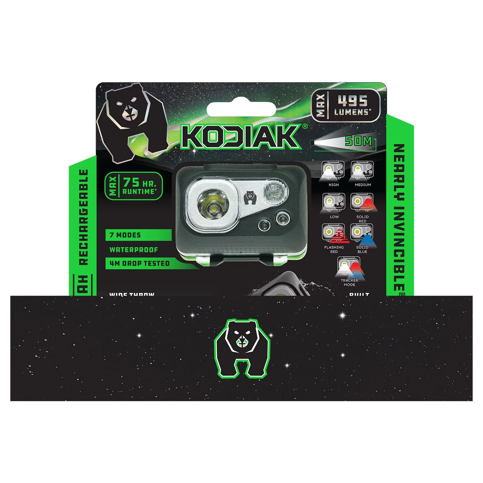 Kodiak® Rechargeable 415 Lumen Nearly Invincible Waterproof Headlamp