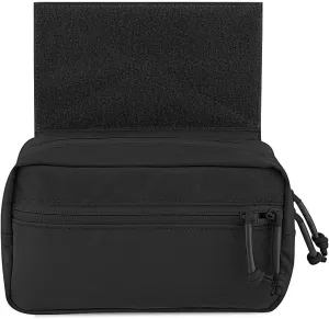 KRYDEX Tactical Drop Pouch Sub Abdominal Carrying Kit Bag Fanny Pack with Hook and Loop Panel for Tactical Vest Chest Rig (Black)
