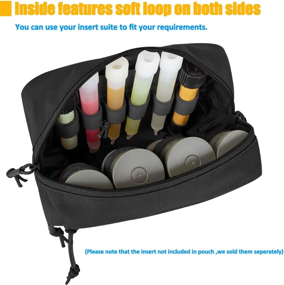 KRYDEX Tactical Drop Pouch Sub Abdominal Carrying Kit Bag Fanny Pack with Hook and Loop Panel for Tactical Vest Chest Rig (Black)