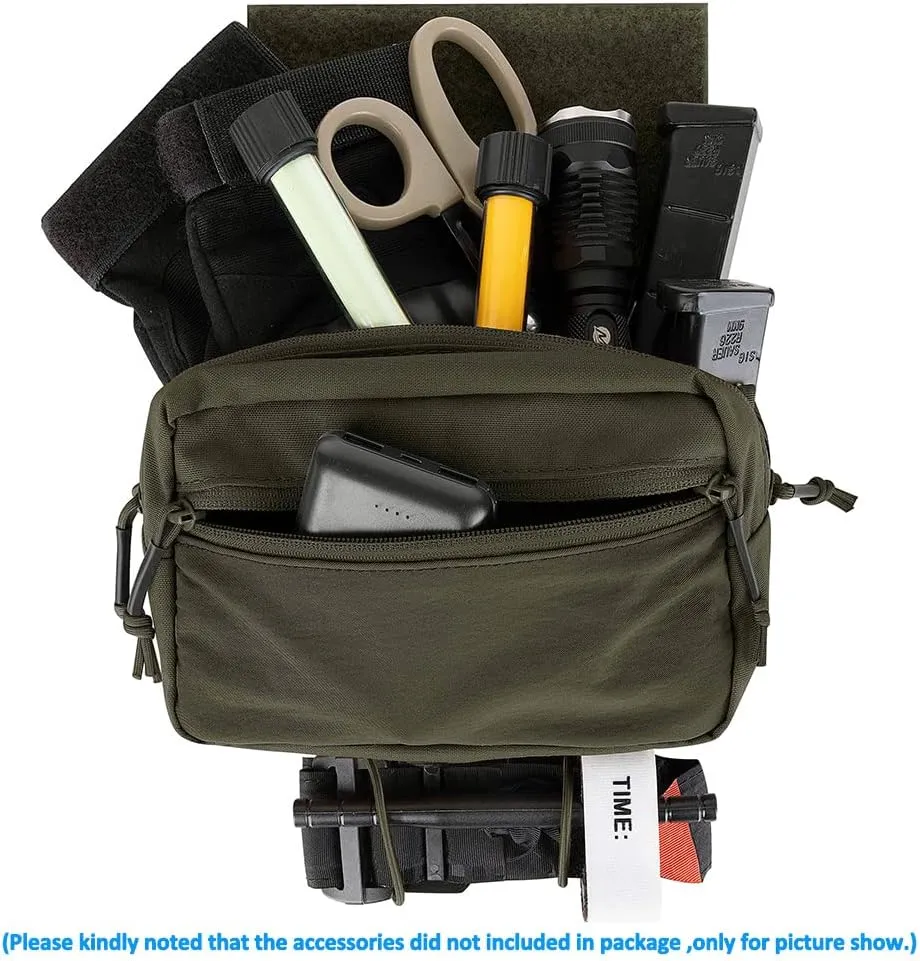 KRYDEX Tactical Drop Pouch Sub Abdominal Carrying Kit Bag Fanny Pack with Hook and Loop Panel for Tactical Vest Chest Rig (Ranger Green)