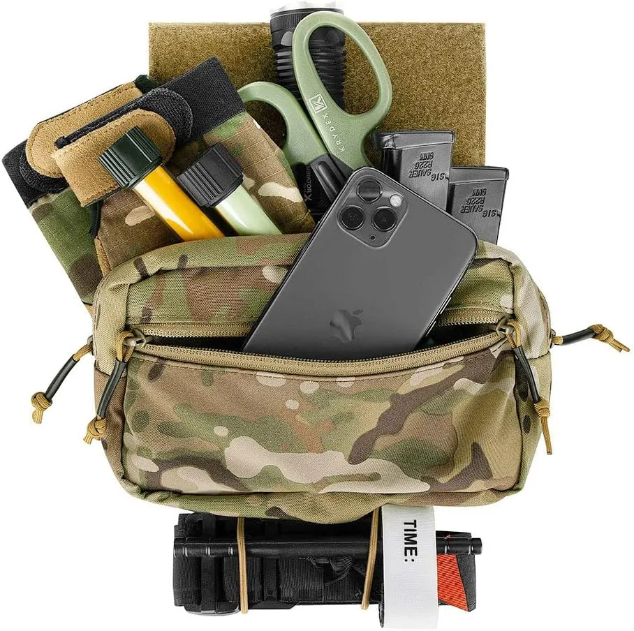 KRYDEX Tactical Waist Pack Sub Abdominal Carrying Kit Bag with Hook and Loop Panel for Tactical Vest Chest Rig (Camo)