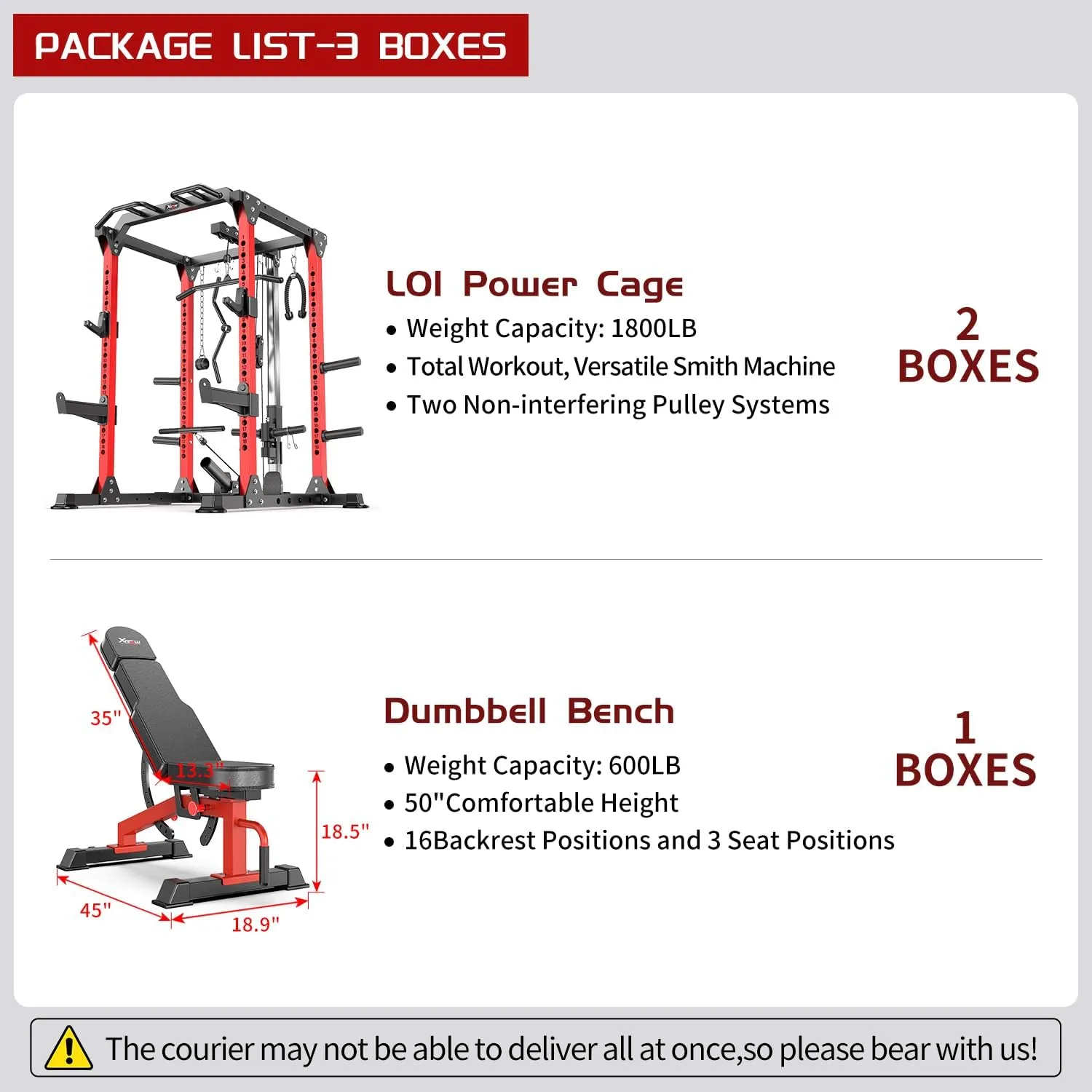 L02 Power Cages Multi-Purpose Squat Rack with Cable Crossover System, Matching Olympic Barbell Weight Set ，Weight Bench, for Garage and Home Gyms