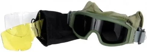 Lancer Tactical CA-203G Safety Airsoft Goggles w/Interchangeable Multi Lens Kit (OD Green), Includes Smoked, Clear, & Yellow Lens