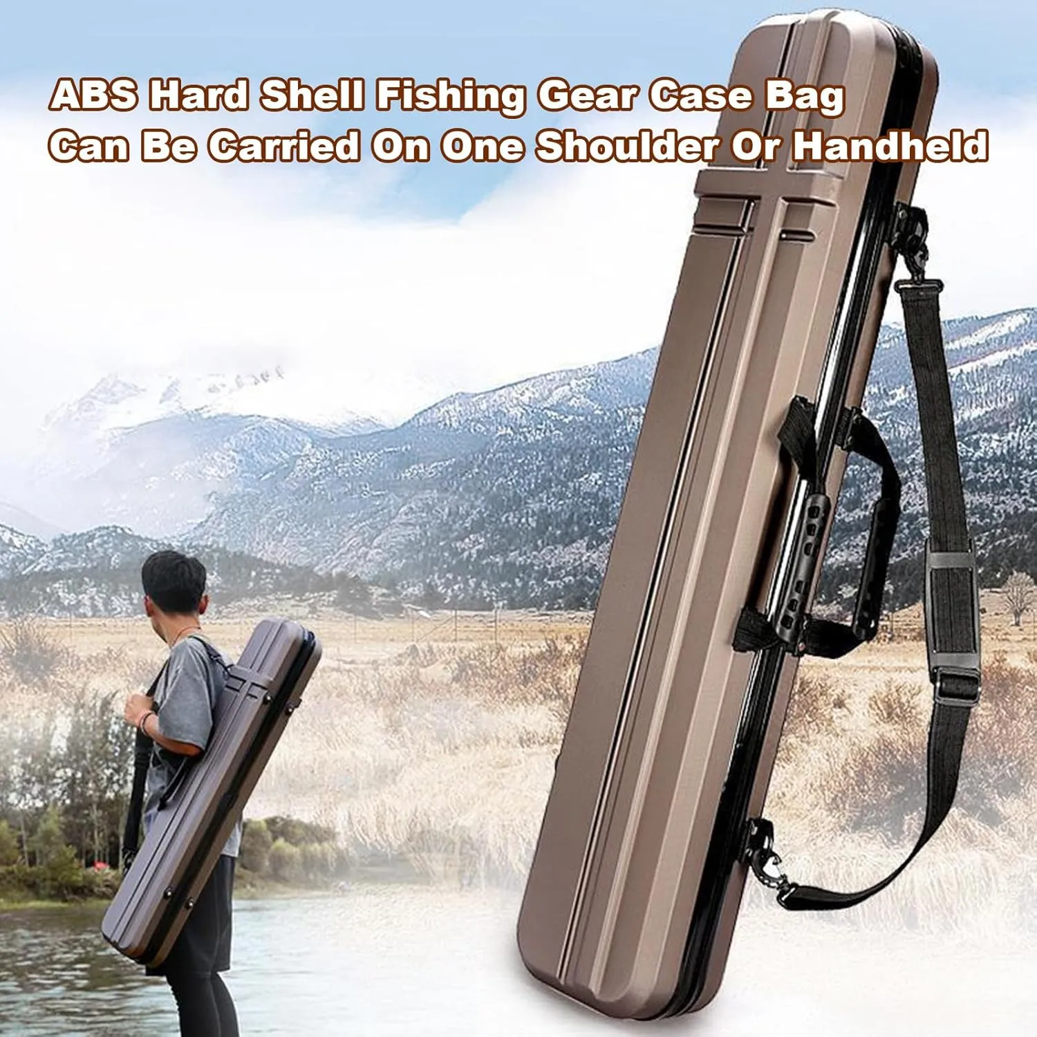 LANGSTON Fishing Rod Case, Fishing Pole Carrier Case Bag, Double Zipper Design, Carrying Handles, Non Slip Bottom, Hard Shell Fishing Tackle Storage Box for Travel Fishing,C,31.5In/80cm