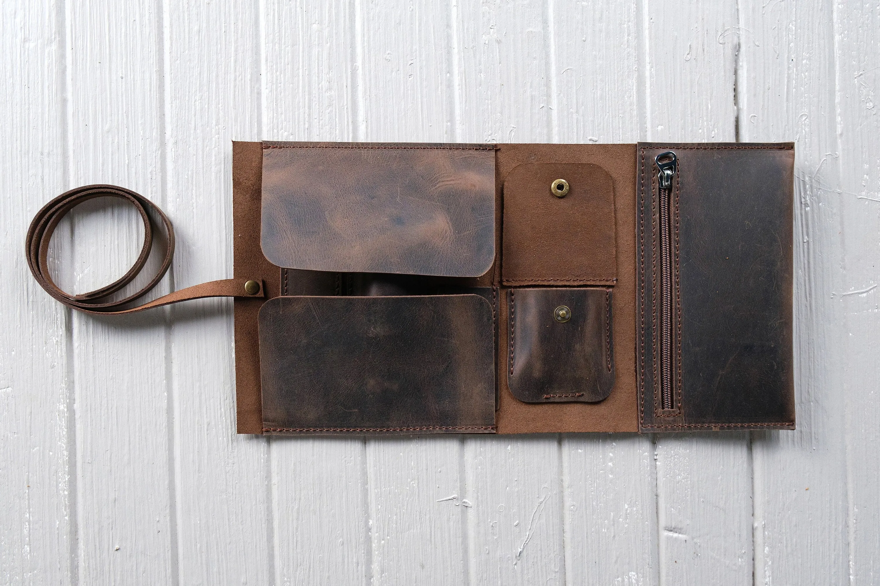 Leather Pipe Roll Set With Zipper, Handmade Pipe Pouch for 1/2/3/4-Pipes, Leather Pipe Rollup Bag Set, The Pipe Smokers Full Set Zippered
